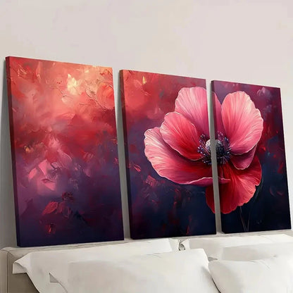3pcs  Flower  Print Pink Flower Art Plant  ER   Wall Art Set Canvas Framed 40x60cm - High Quality Print 100% Australian Made Wall Canvas Ready to Hang