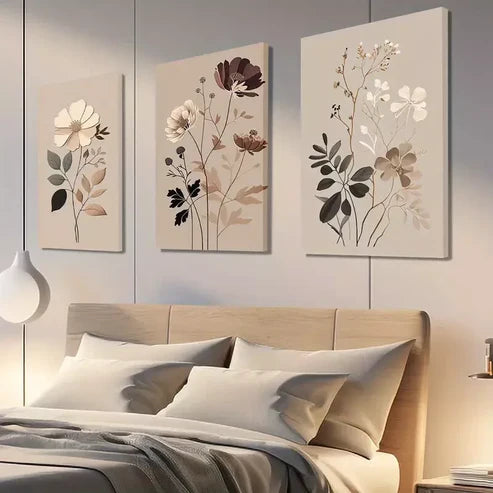 3pcs Bohemian Vintage Wildflowers Wall Art Canvas Framed 60x90cm - High Quality Print 100% Australian Made Wall Canvas Ready to Hang