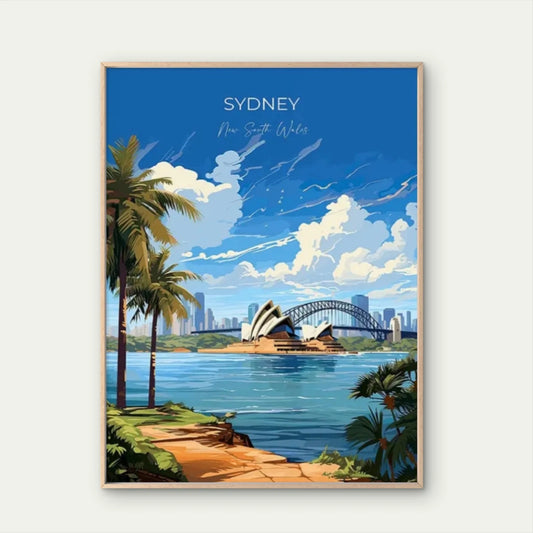 Vintage Sydney Australia Opera House Travel Poster Print Wall Art