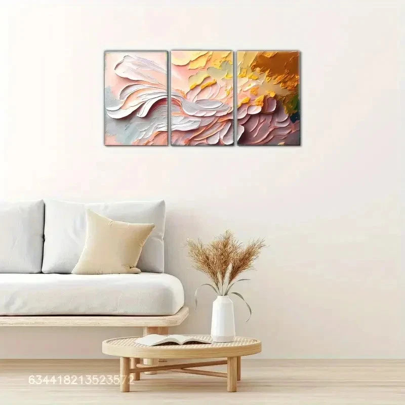 3pcs Abstract Oil Painting Style Posters Metal Print Ready to Hang Art