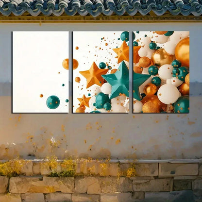 3pcs Vibrant Decorative Balloon Design Metal Print Ready to Hang Art