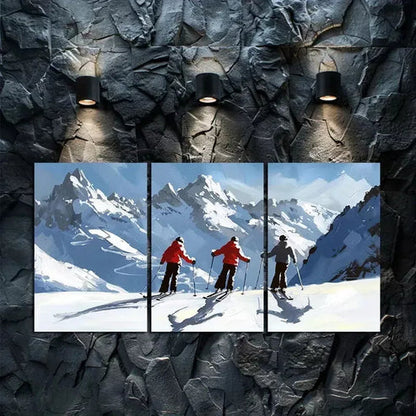 3pcs Alpine Downhill Skiing Canvas Framed 60x90cm - High Quality Print 100% Australian Made Wall Canvas Ready to Hang