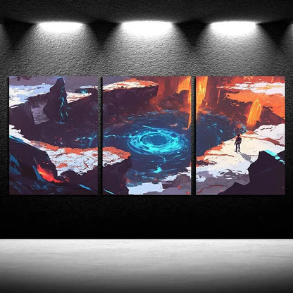 3pcs Beautiful Fantasy Starry Sky and Sea Surface Metal Print Ready to Hang Art