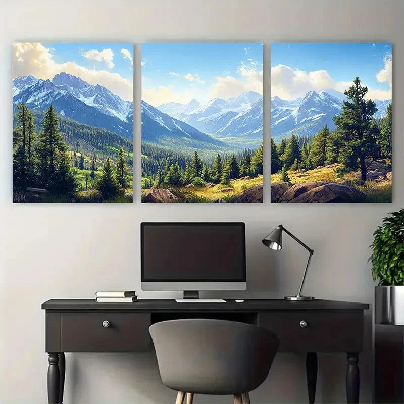 3pcs Rocky Mountain National Park Colorado Wall Art Set Canvas Framed 50x70cm - High Quality Print 100% Australian Made Wall Canvas Ready to Hang