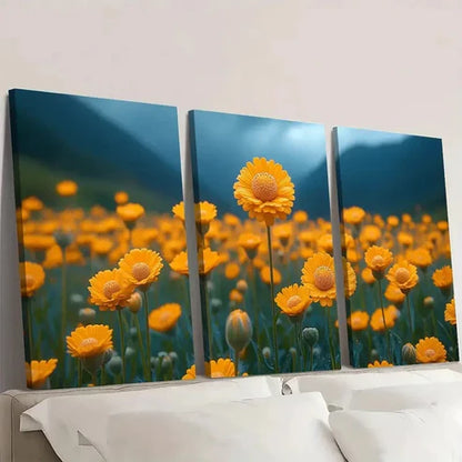 3pcs Billy Button Flower OK Wall Art Canvas Unframed - High Quality Print 100% Australian Made Wall Canvas