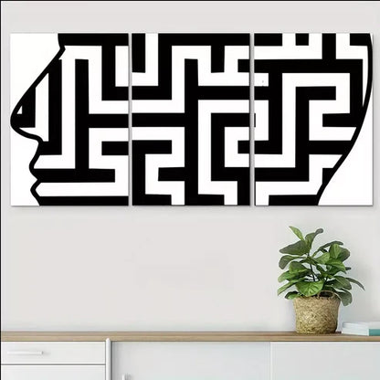 3pcs Minimalist Black & White Abstract Art Set Canvas Unframed - High Quality Print 100% Australian Made Wall Canvas