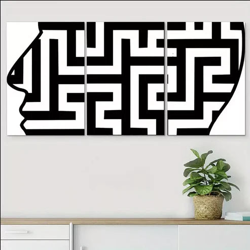 3pcs Minimalist Black & White Abstract Art Set Canvas Unframed - High Quality Print 100% Australian Made Wall Canvas