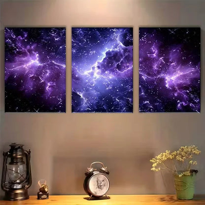 3pcs Abstract Space Nebula Galaxy Metal Print Ready to Hang Art
