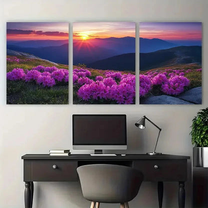 3pcs Summer Sunset Over Carpathian Mountains Wall Art Set Canvas Framed 40x60cm - High Quality Print 100% Australian Made Wall Canvas Ready to Hang