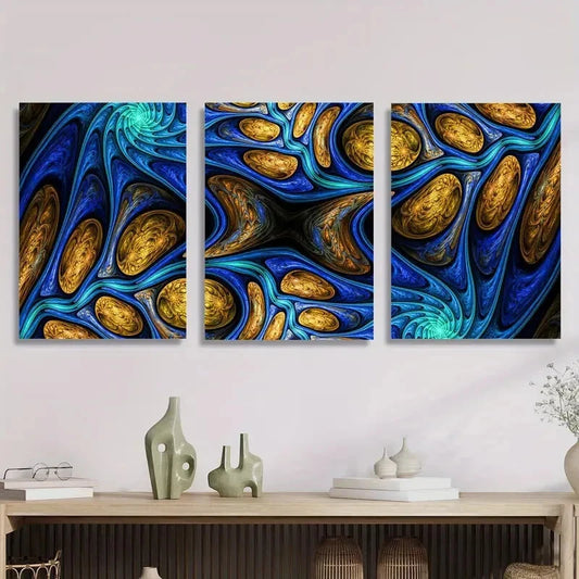 3pcs Colorful Abstract Fractal Agnes Metal Print Ready to Hang Art