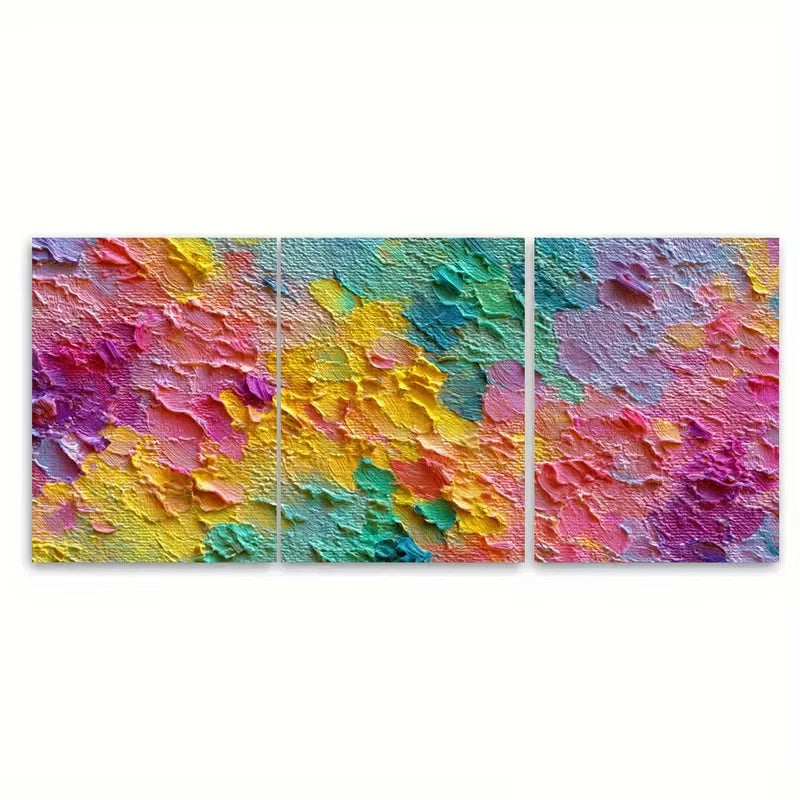 3pcs Colorful Abstract Impasto Metal Print Ready to Hang Art