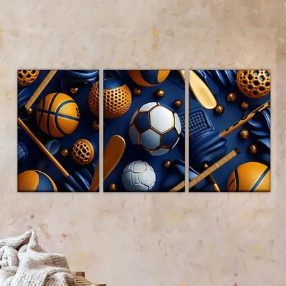 3pcs large screen with soccer theme Wall Art Set Canvas Unframed - High Quality Print 100% Australian Made Wall Canvas