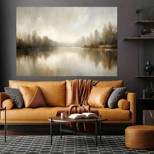 River & Lush Greenery wall canvas office home room framed 120x60cm