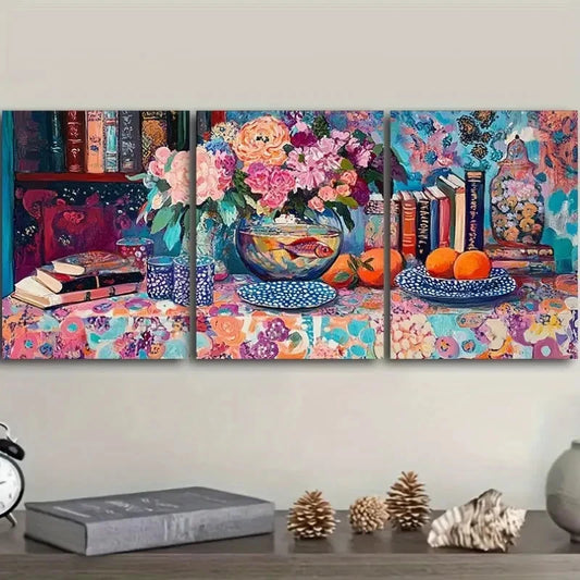 3pcs A Colorful Painting Decoration Metal Print Ready to Hang Art