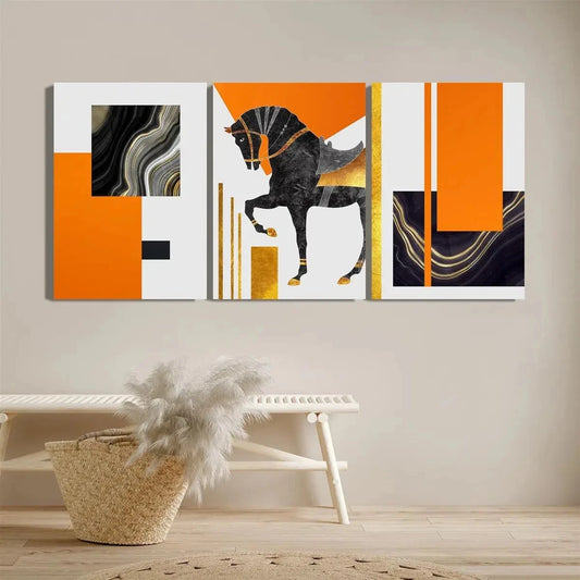 3pcs Abstract Geometric Texture Metal Print Ready to Hang Art
