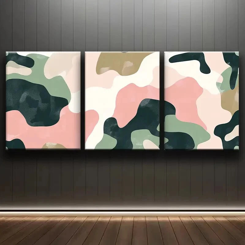 3pcs Soft Abstract Shape Painting Metal Print Ready to Hang Art