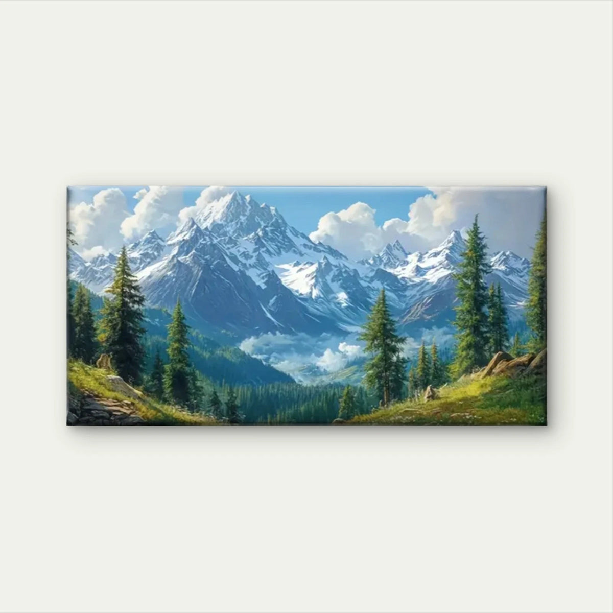 Mountain Scenery Snowy Forest Wall Art Canvas Office Home Room Framed 120x60cm