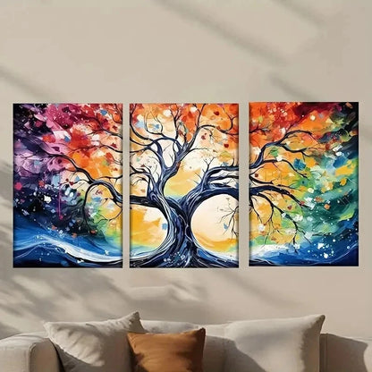 3pcs Abstract Colorful Tree Painting Wall Art Set Canvas Framed 40x60cm - High Quality Print 100% Australian Made Wall Canvas Ready to Hang