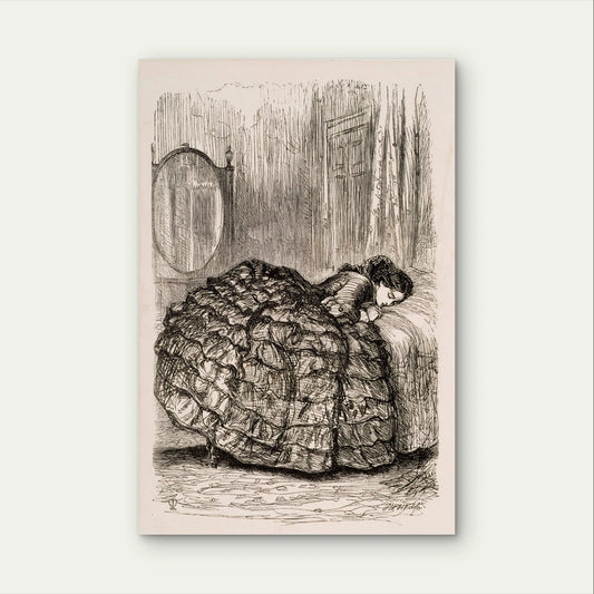 Vintage Victorian Woman Resting on Bed Classic 40x60cm Metal Print Ready to Hang