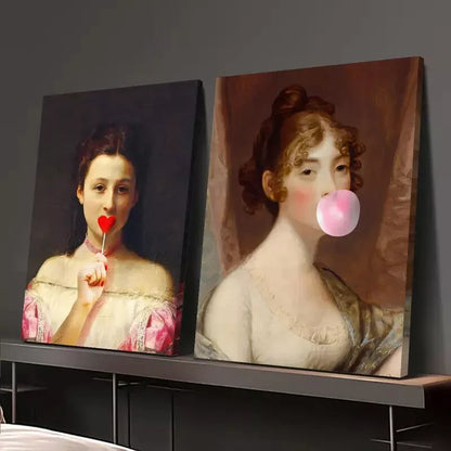 2pcs Sexy Art, Oil Painting Art Decoration, Victorian Art, Girl Canvas Framed 50x75cm - High Quality Print 100% Australian Made Wall Canvas Ready to Hang