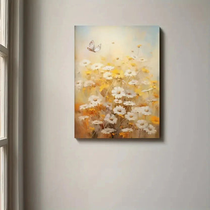 Beautiful Vintage Wildflower And Butterfly Painting 40x60cm Metal Print Ready to Hang