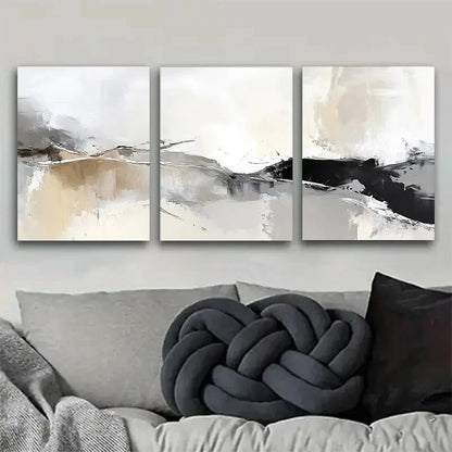 3pcs Neutral Tones, Minimalist Geometric   Wall Art Set Canvas Framed 40x60cm - High Quality Print 100% Australian Made Wall Canvas Ready to Hang