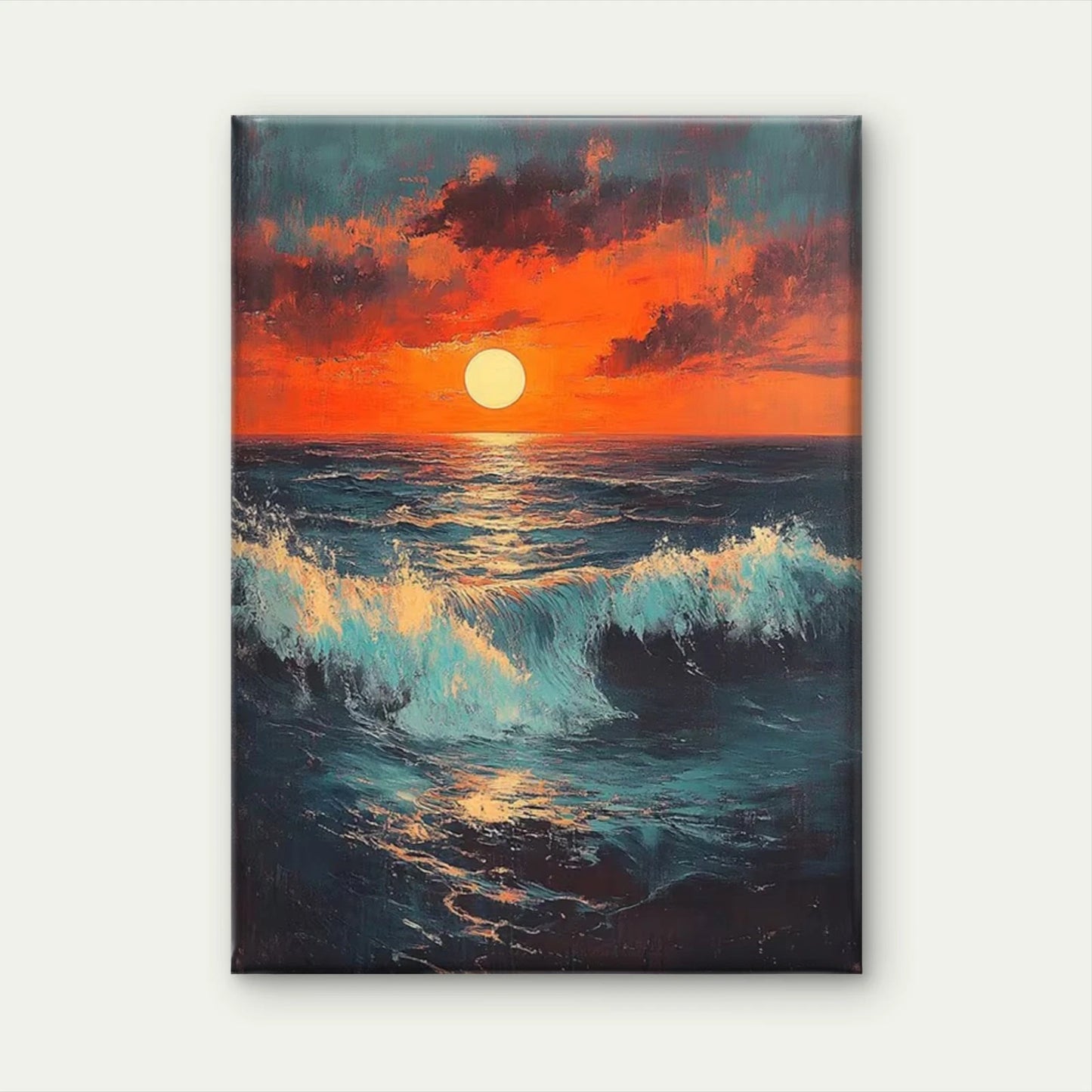 Bold Teal and Orange Sunset Metal Print Ready to Hang