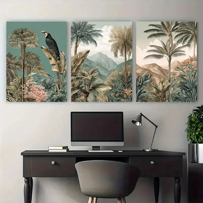 3pcs Monterrey Travel Nature Illustration Wall Art Set Canvas Framed 60x90cm - High Quality Print 100% Australian Made Wall Canvas Ready to Hang