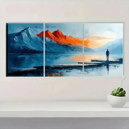 3pcs Abstract Landscape Mountain & Lake Scenery Metal Print Ready to Hang Art