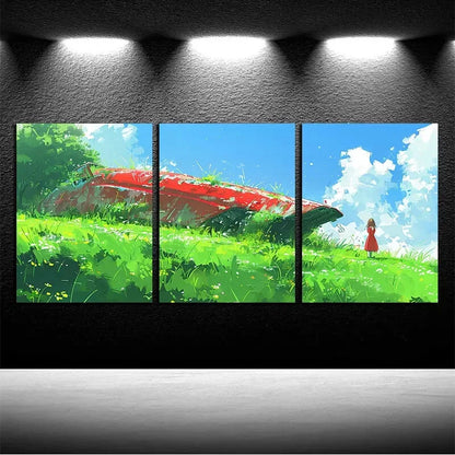 3pcs Vibrant Ocean Ship in Forest Scene Metal Print Ready to Hang Art