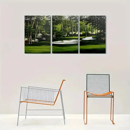 3pcs Serene Golf Course Nature Landscape Metal Print Ready to Hang Art