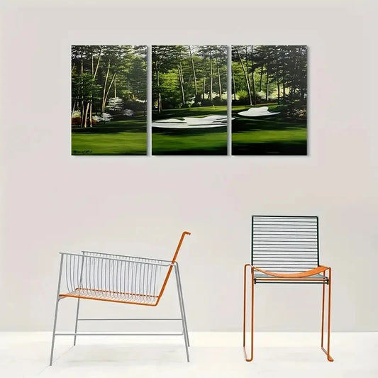 3pcs Serene Golf Course Nature Landscape Metal Print Ready to Hang Art