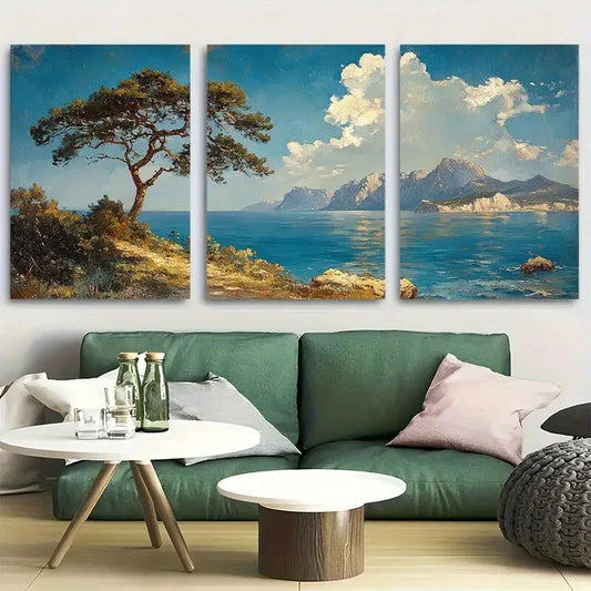 3pcs Vintage Nature Pine Tree Metal Print Ready to Hang Art
