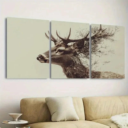 3pcs Deer Wall Art Set Canvas Framed 60x90cm - High Quality Print 100% Australian Made Wall Canvas Ready to Hang