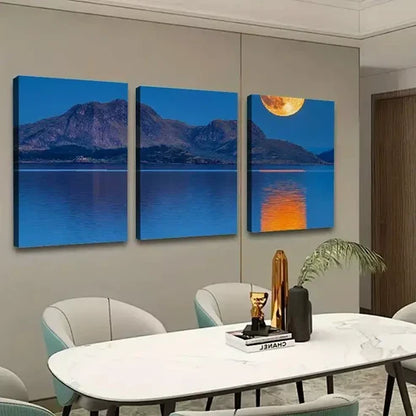 3pcs Moon on the Sea Canvas Framed 60x90cm - High Quality Print 100% Australian Made Wall Canvas Ready to Hang