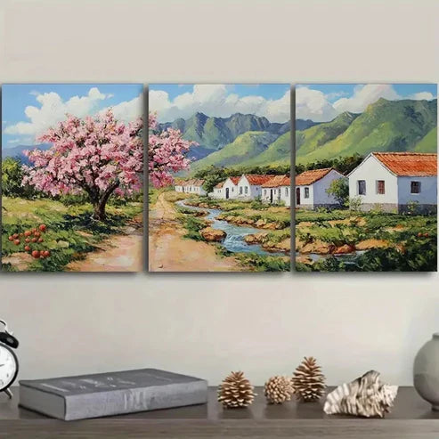 3pcs Deco Cherry Blossom Wall Art Canvas Unframed - High Quality Print 100% Australian Made Wall Canvas