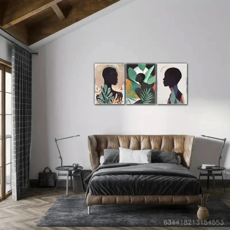 3pcs Touch of Sophistication African Character Set Metal Print Ready to Hang Art