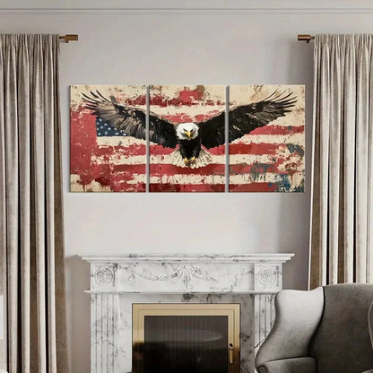 3pcs American Flag Eagle Art Poster Metal Print Ready to Hang Art