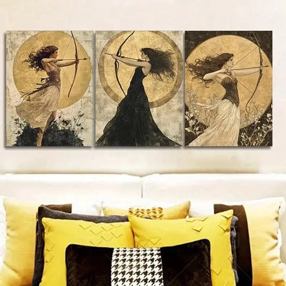 3pcs The girl with the bow and arrow Wall Art Set Canvas Framed 50x70cm - High Quality Print 100% Australian Made Wall Canvas Ready to Hang