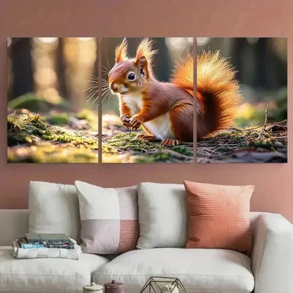 3pcs Whimsical Red Squirrel Forest Perfect Wall Art Set Canvas Unframed – High Quality Print 100% Australian Made Wall Canvas