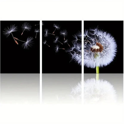 3pcs Black and White Nature Floral Design Metal Print Ready to Hang Art