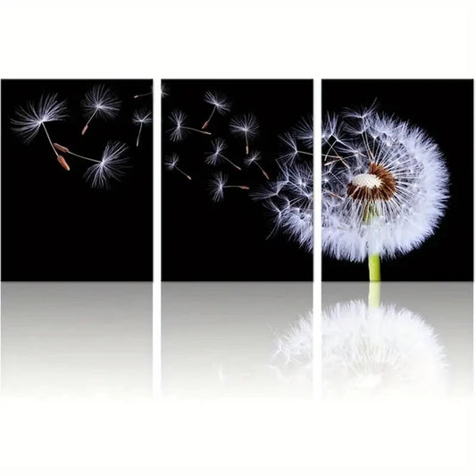 3pcs Black and White Nature Floral Design Metal Print Ready to Hang Art