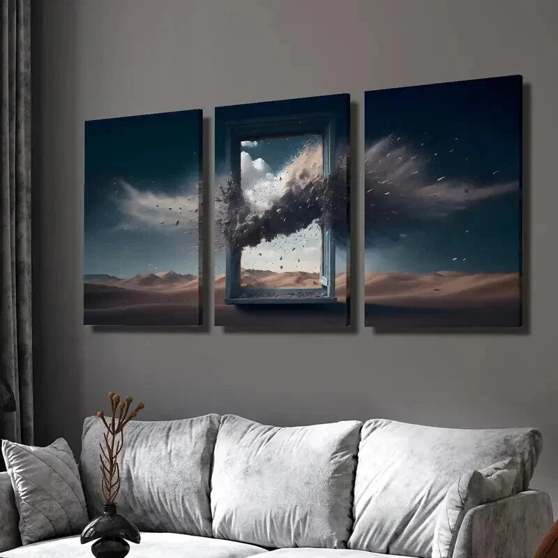 3pcs Explosion Fragments Synthesized From Window Wall Art Set Canvas Framed 40x60cm - High Quality Print 100% Australian Made Wall Canvas Ready to Hang