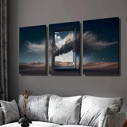 3pcs Explosion Fragments Synthesized From Window Wall Art Set Canvas Framed 40x60cm - High Quality Print 100% Australian Made Wall Canvas Ready to Hang