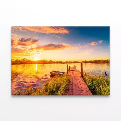 Vibrant Sunset Over The Lake Wall Art Decor 100% Australian Made