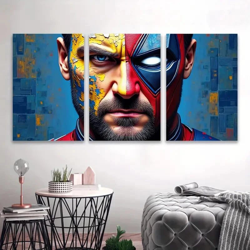 3pcs Bearded Men & Abstract Geometric Wall Art Set Canvas Framed 40x60cm - High Quality Print 100% Australian Made Wall Canvas Ready to Hang