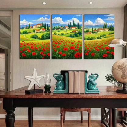 3pcs Painting Daisies Tuscany Nature Metal Print Ready to Hang Art