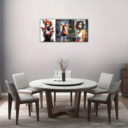 3pcs Beauty and Butterfly Decoration Poster Metal Print Ready to Hang Art