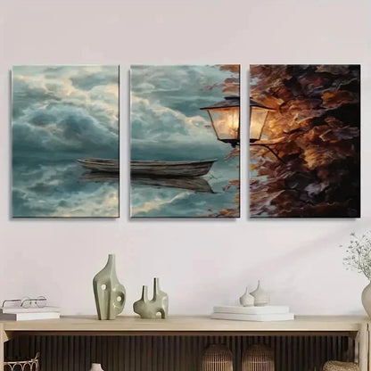 3pcs Simulation Oil Painting Wall Art Set Canvas Framed 60x90cm - High Quality Print 100% Australian Made Wall Canvas Ready to Hang