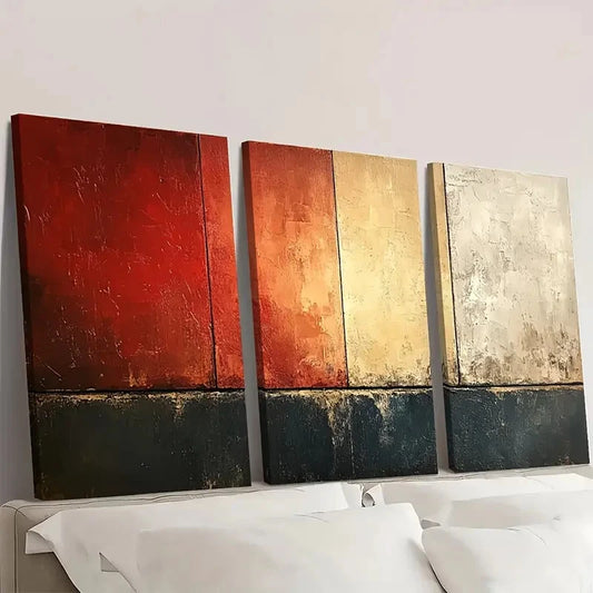 3pcs Brown & Beige Geometric Abstract Texture A     Wall Art Set Canvas Framed 50x70cm - High Quality Print 100% Australian Made Wall Canvas Ready to Hang